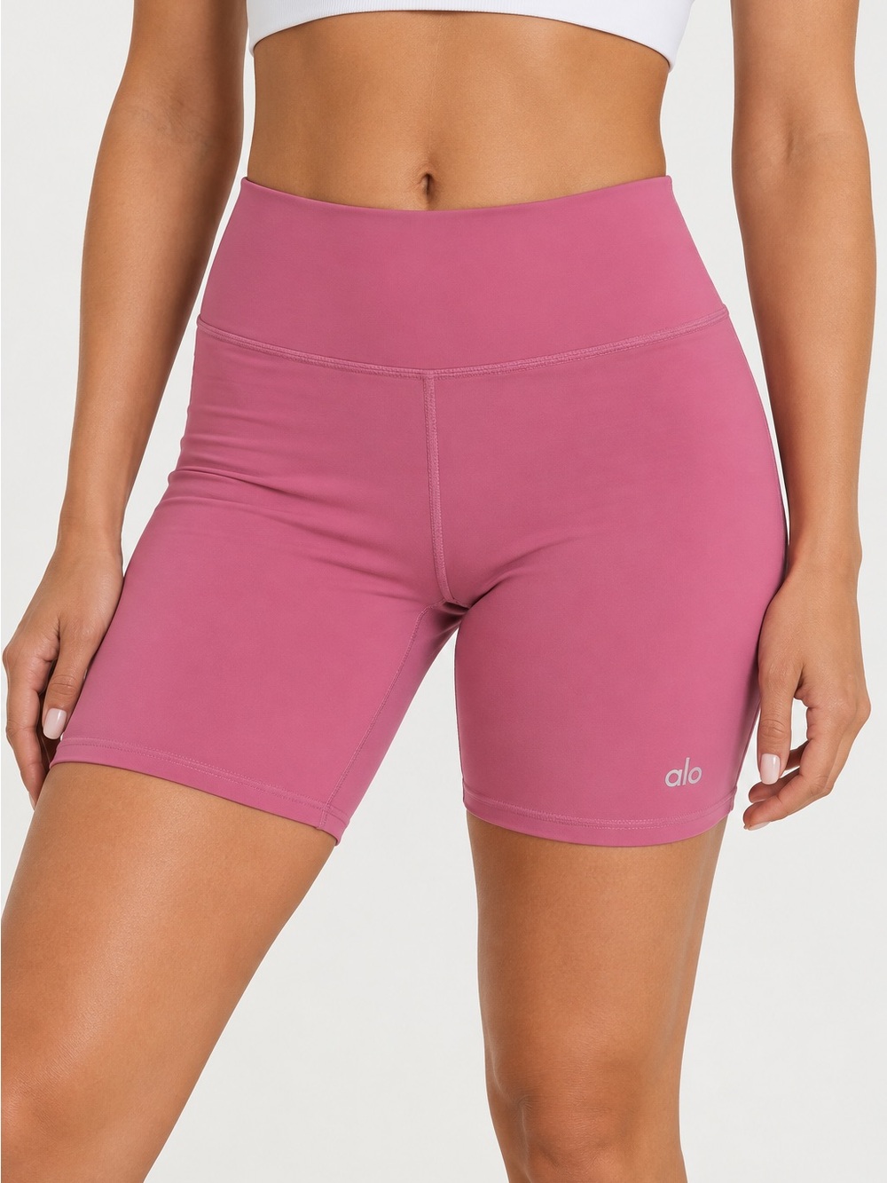 Alo Yoga Pink High-Waist Biker Shorts Size Medium